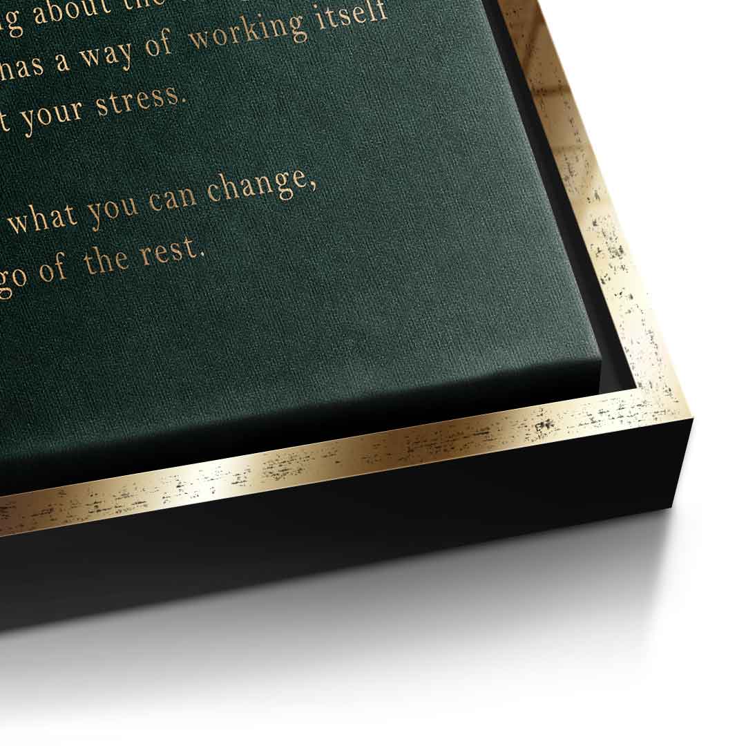 DOTCOMCANVAS Leinwandbild Don't Overthink it. Detailansicht mit goldenem Rahmen – Druckqualität