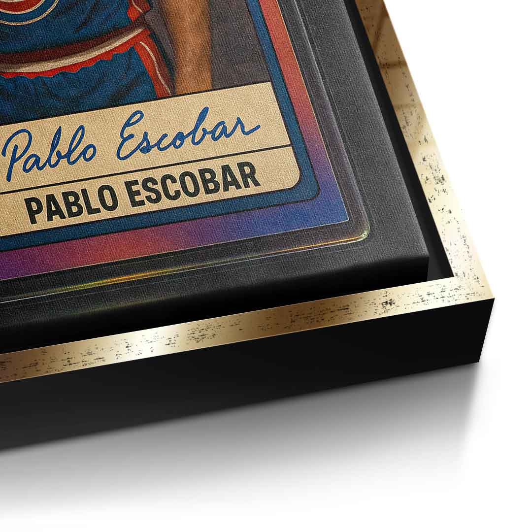 DOTCOMCANVAS Pablo Escobar Basketball Card Leinwandbild Pop Art Gold Detailansicht