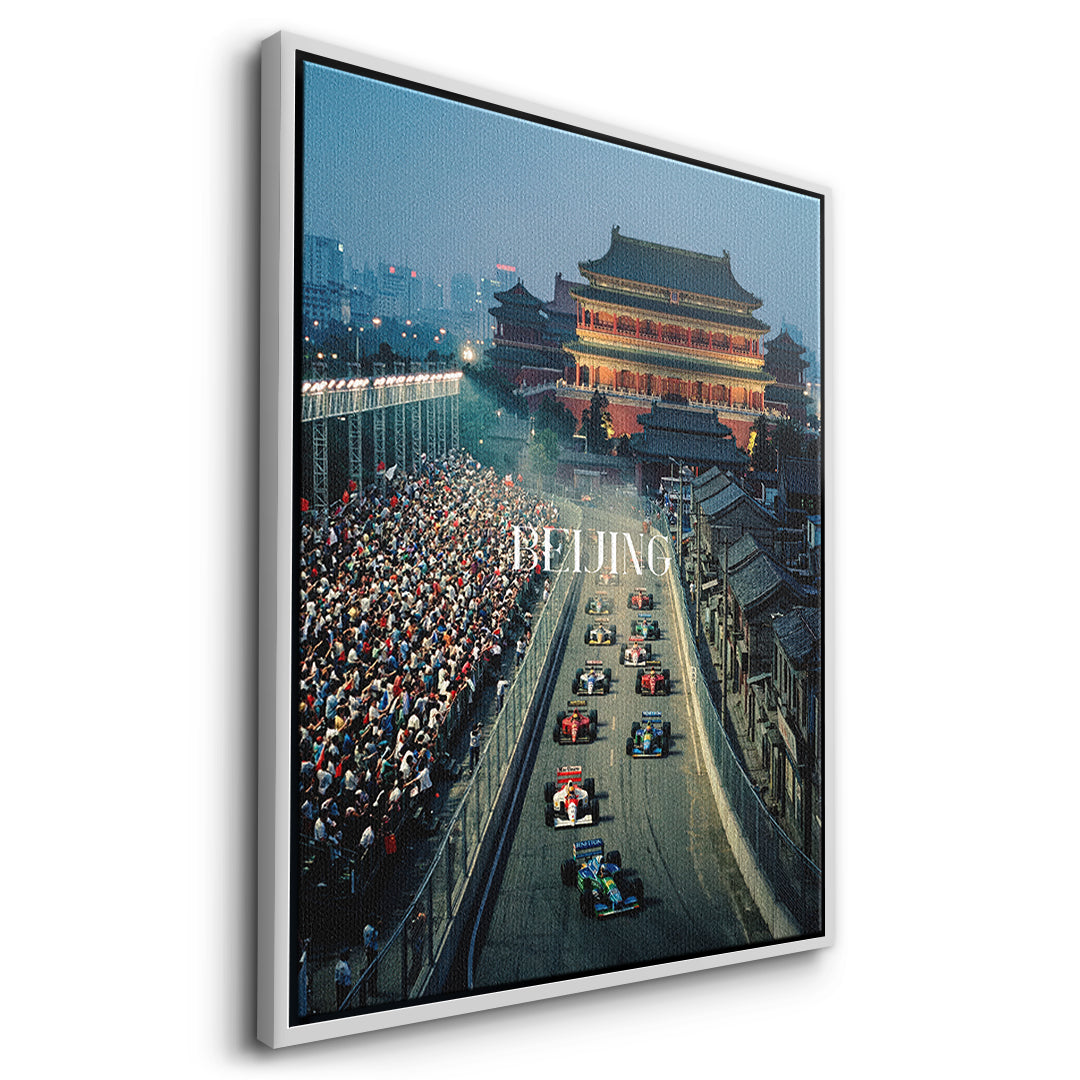 Beijing F1 Leinwandbild – Seitenansicht weißer Rahmen