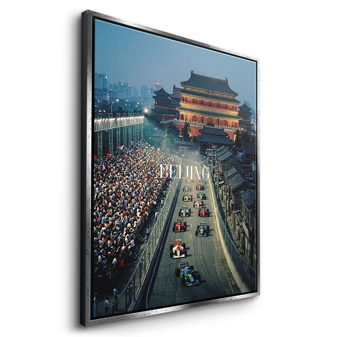 Beijing F1 Leinwandbild – Seitenansicht silberner Rahmen
