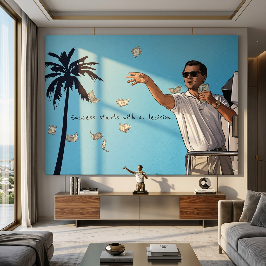 Success starts with a decision Leinwandbild Raumansicht