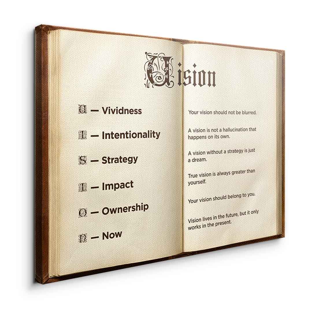 DOTCOMCANVAS® Vision Book Leinwandbild – Seitenansicht ohne Rahmen