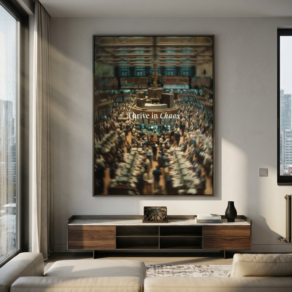 Thrive in Chaos Leinwandbild Wohnzimmer Wandbild Trading Motivation