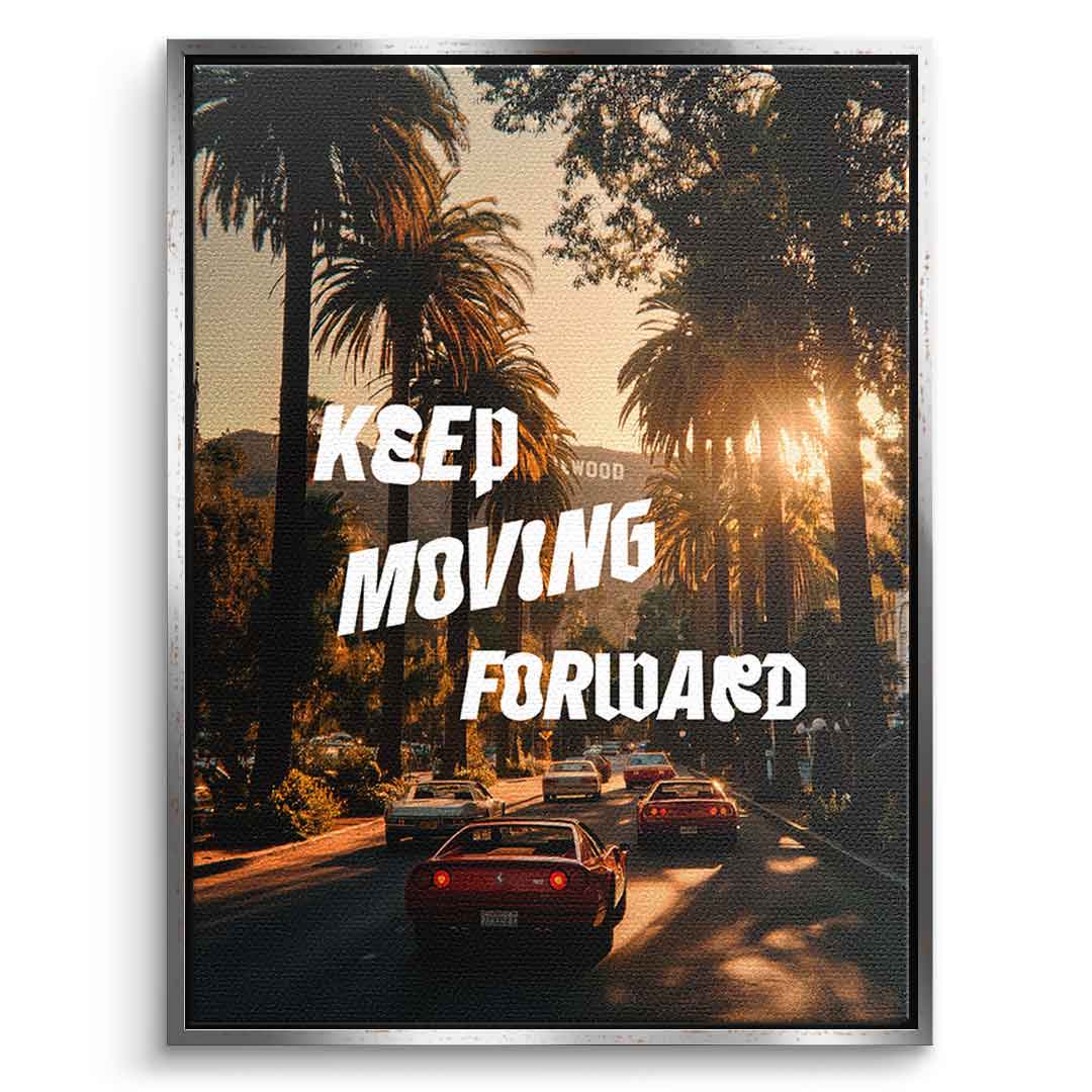 Keep moving forward Leinwandbild Silber 8