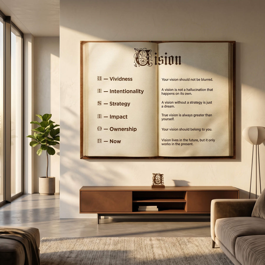 DOTCOMCANVAS® Vision Book Leinwandbild – im Raum
