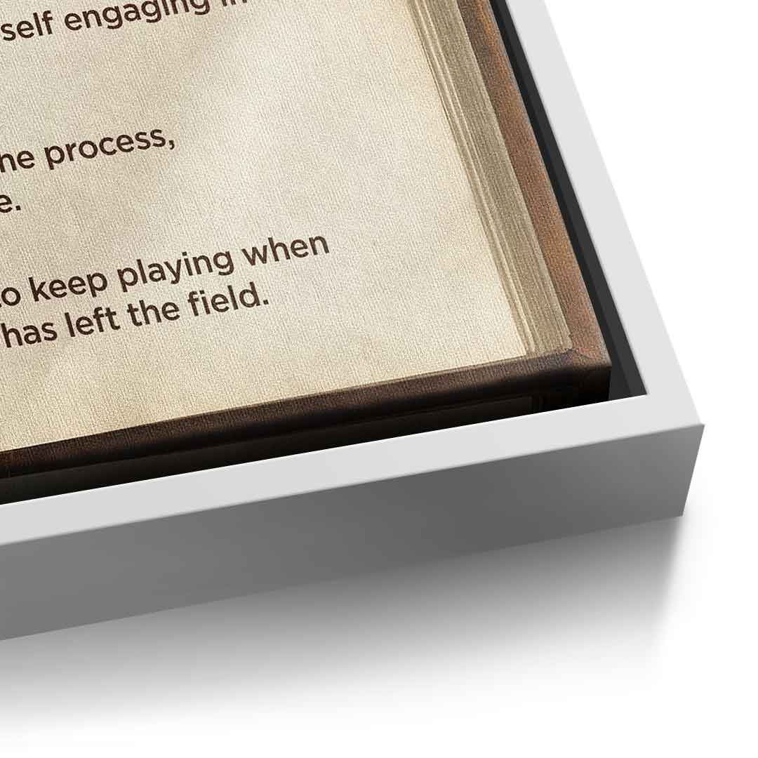 DOTCOMCANVAS® Mindset book Leinwandbild – Detailansicht weißer Rahmen