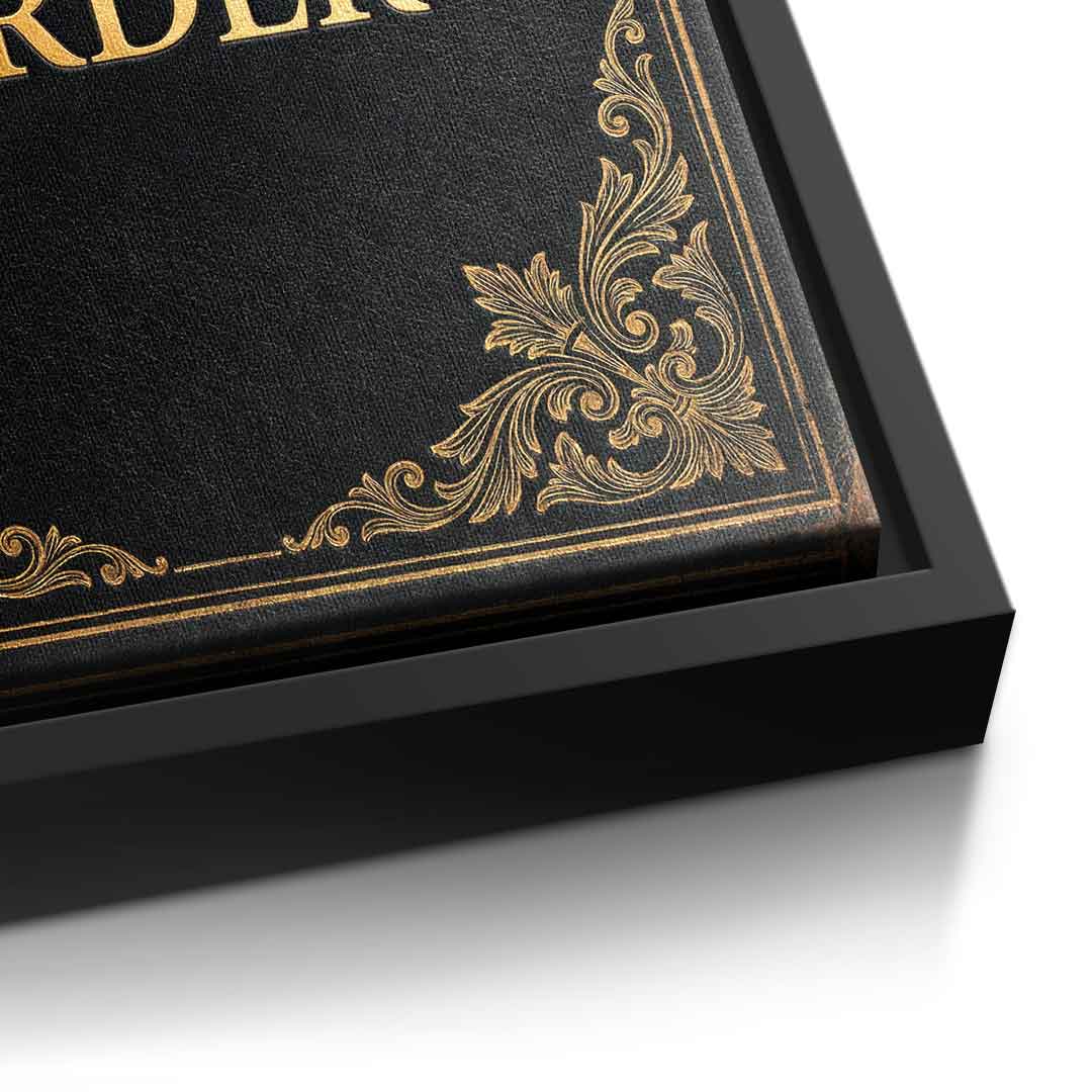 DOTCOMCANVAS® Nobody cares. Work harder Leinwandbild – Detailansicht schwarzer Rahmen