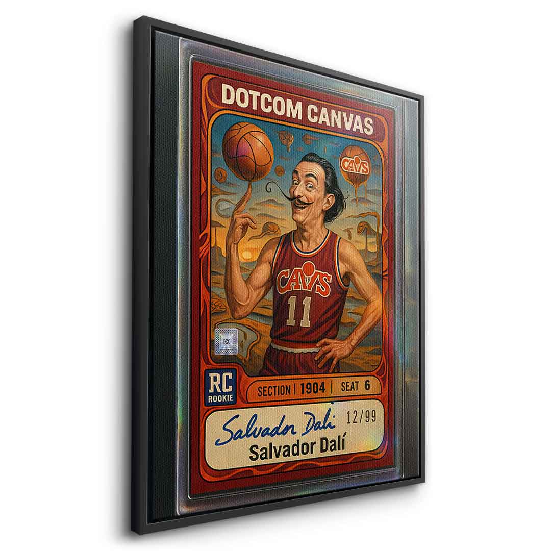 DOTCOMCANVAS® Salvador Dali Basketball Card Leinwandbild – Seitenansicht Detail