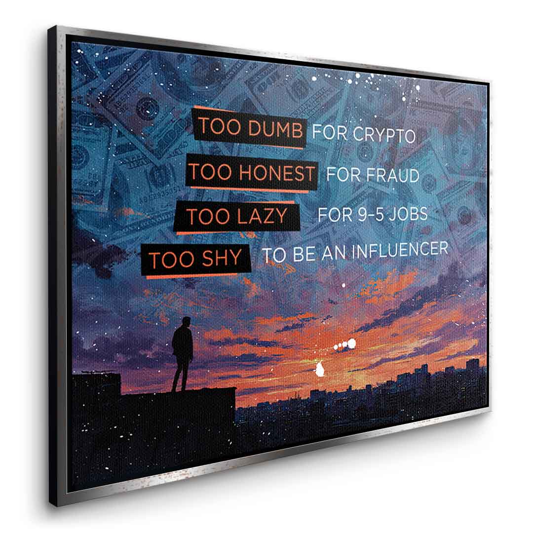DOTCOMCANVAS Too shy to be Leinwandbild Seitenansicht mit goldenem Rahmen