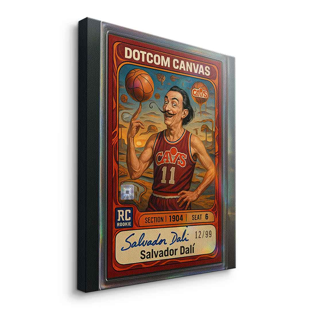 DOTCOMCANVAS® Salvador Dali Basketball Card Leinwandbild – Seitenansicht ohne Rahmen