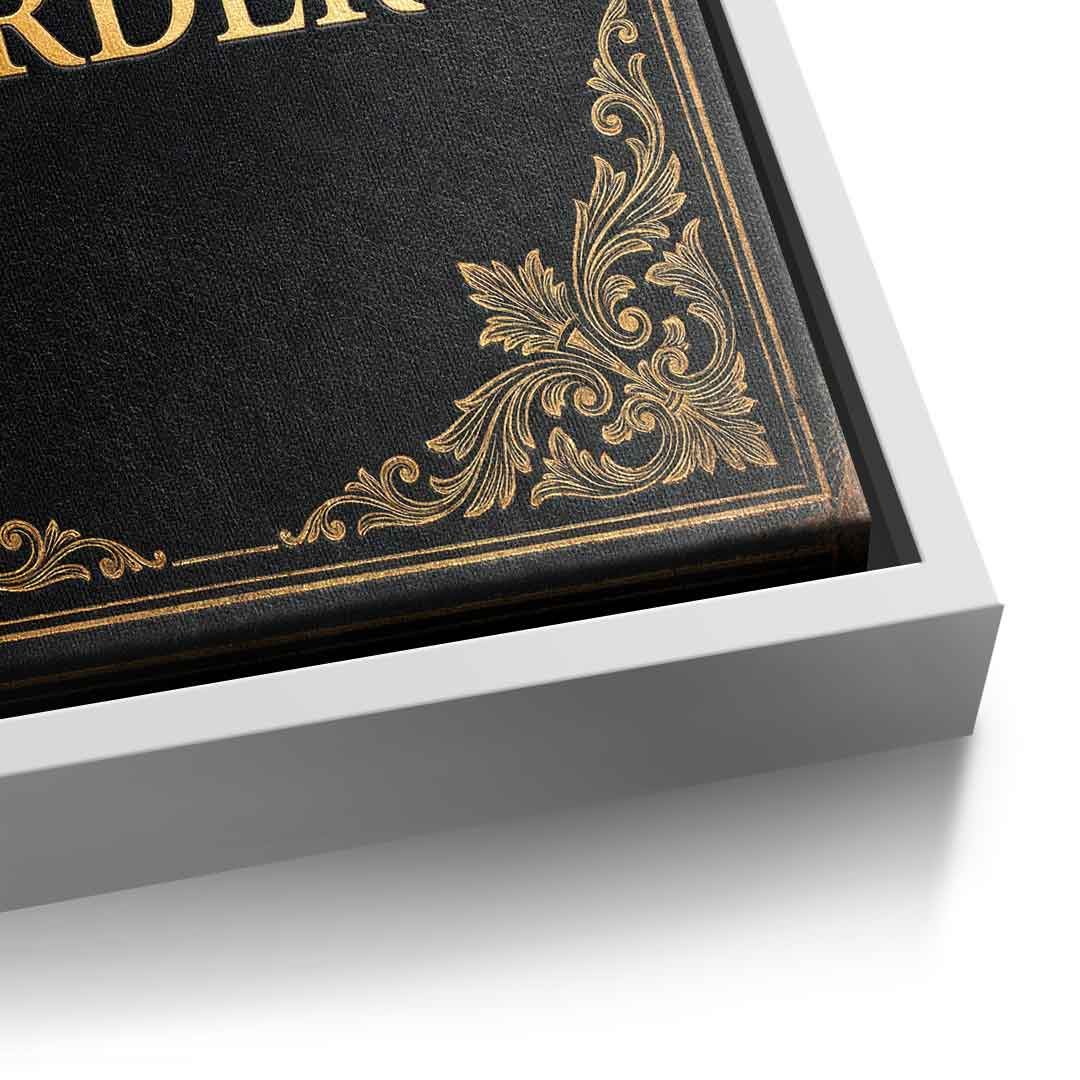 DOTCOMCANVAS® Nobody cares. Work harder Leinwandbild – Detailansicht weißer Rahmen