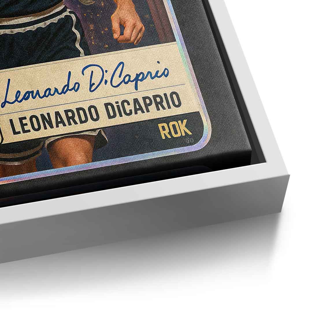 DOTCOMCANVAS Leo Dicaprio Basketball Card Leinwandbild Detail Weisser Rahmen
