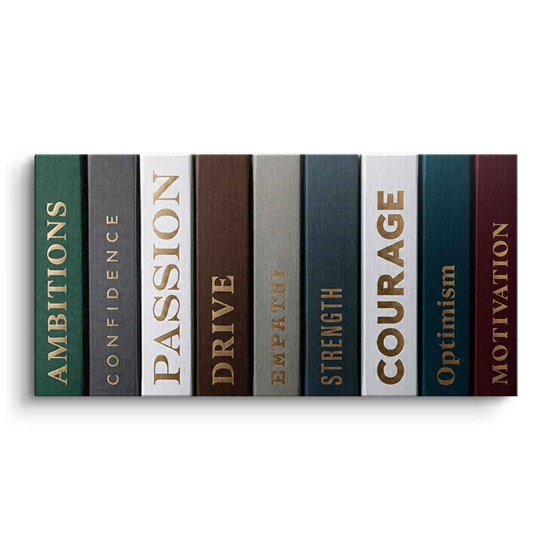 DOTCOMCANVAS Motivational Books Leinwandbild Panorama Frontansicht ohne Rahmen