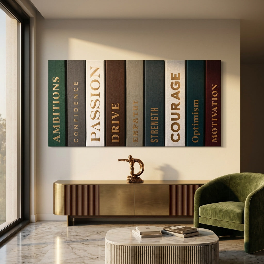 DOTCOMCANVAS Motivational Books Leinwandbild Raum Mockup