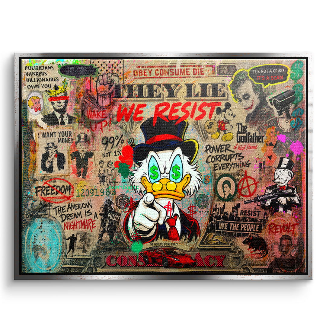 DOTCOMCANVAS WAKE UP! Leinwandbild Vorderansicht Silberrahmen