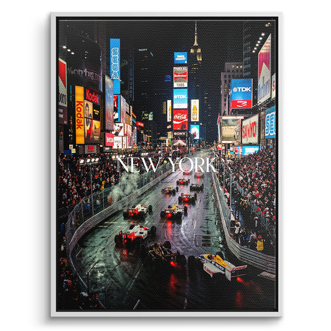 DOTCOMCANVAS New York F1 Leinwandbild Vorderansicht mit weißem Rahmen