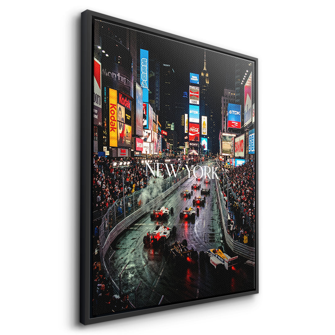 DOTCOMCANVAS New York F1 Leinwandbild Seitenansicht mit schwarzem Rahmen