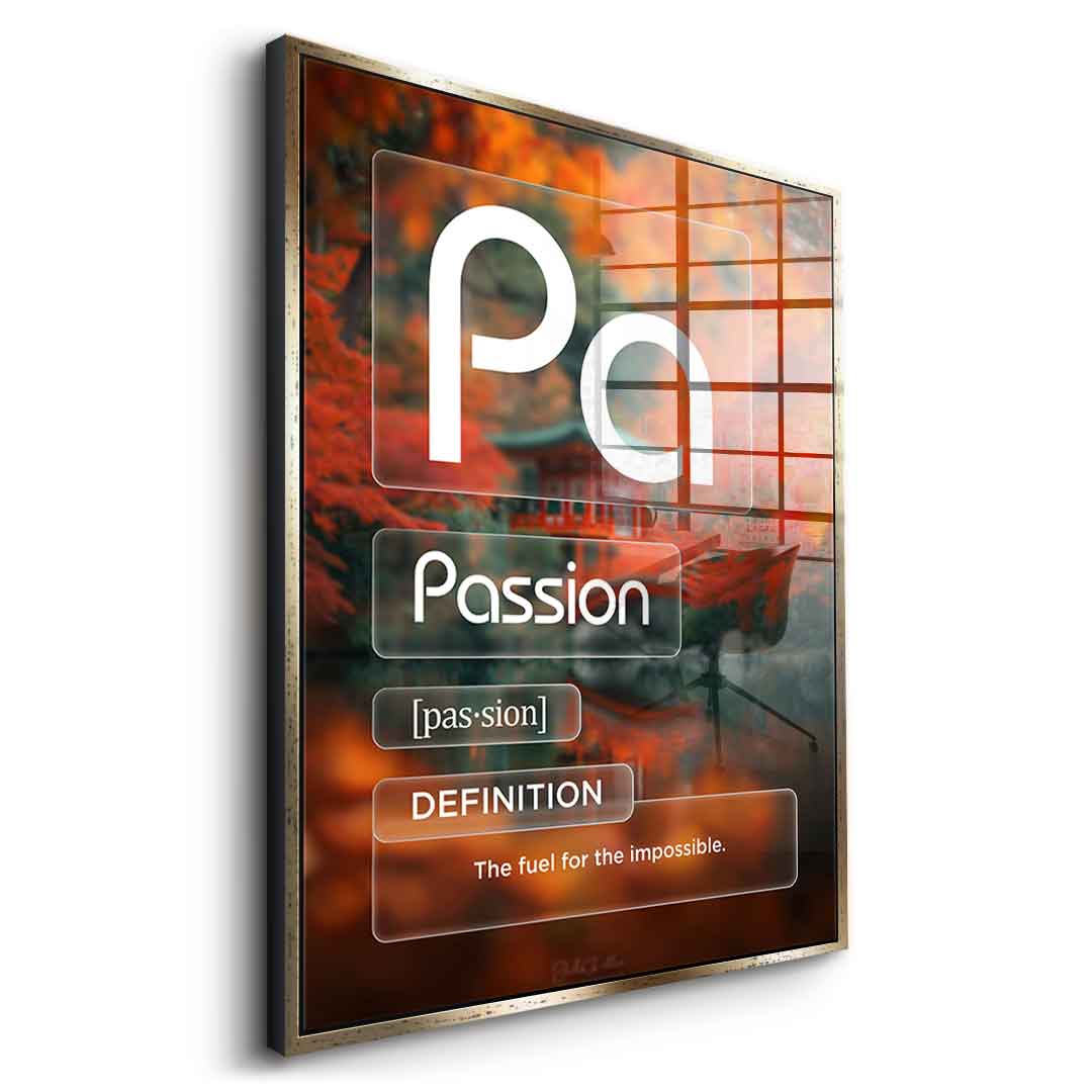 DOTCOMCANVAS® Passion (Pa) Acrylglasbild Version Farbig – Seitenansicht Schwarz