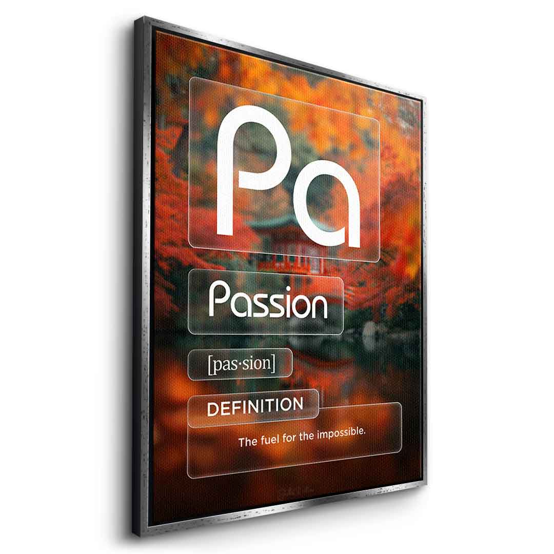 DOTCOMCANVAS® Passion (Pa) Leinwandbild Version Farbig – Seitenansicht Weiß