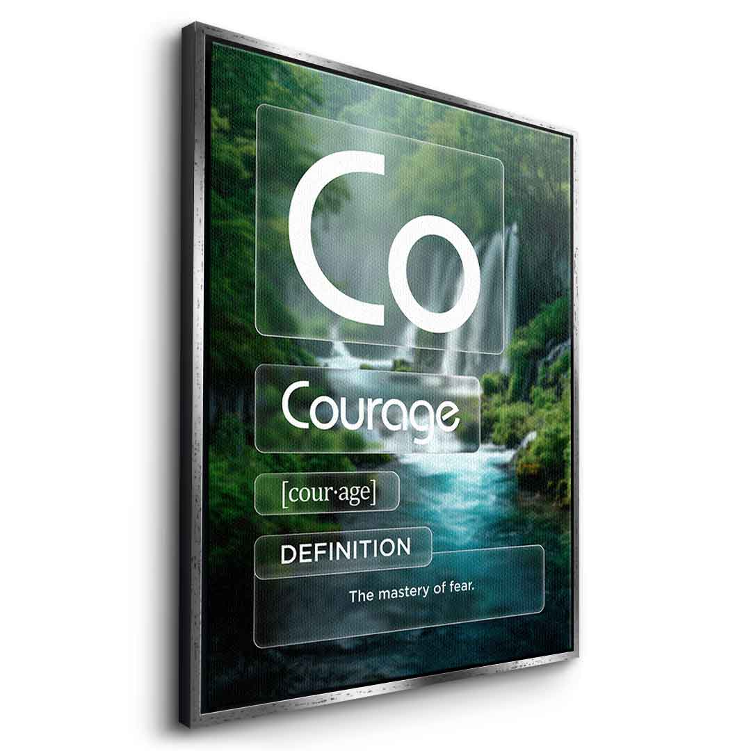 DOTCOMCANVAS® Courage (Co) Leinwandbild Version Farbig – Seitenansicht Weiß