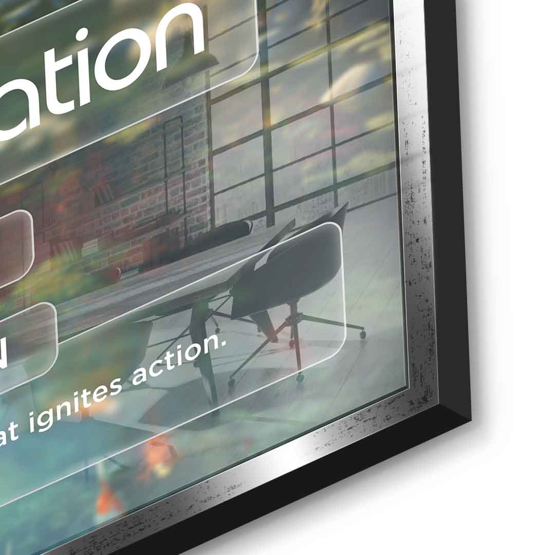 DOTCOMCANVAS® Motivation (Mo) Acrylglasbild Version Farbig – Detailansicht