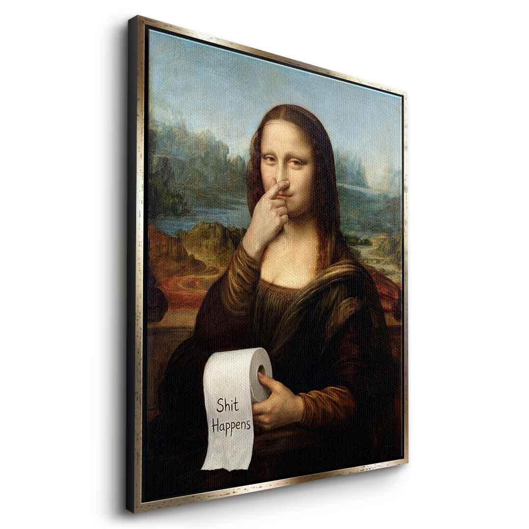 DOTCOMCANVAS Mona Lisa 1 for Toilett Leinwandbild Seitenansicht weißer Rahmen
