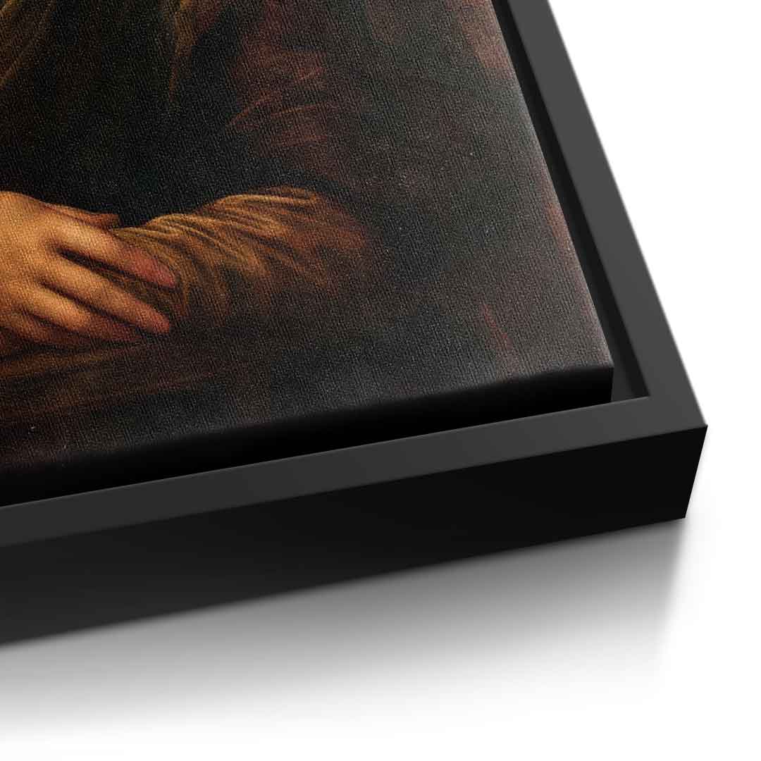 DOTCOMCANVAS Mona Lisa fürs WC 3 Leinwandbild - Detailansicht schwarzer Rahmen