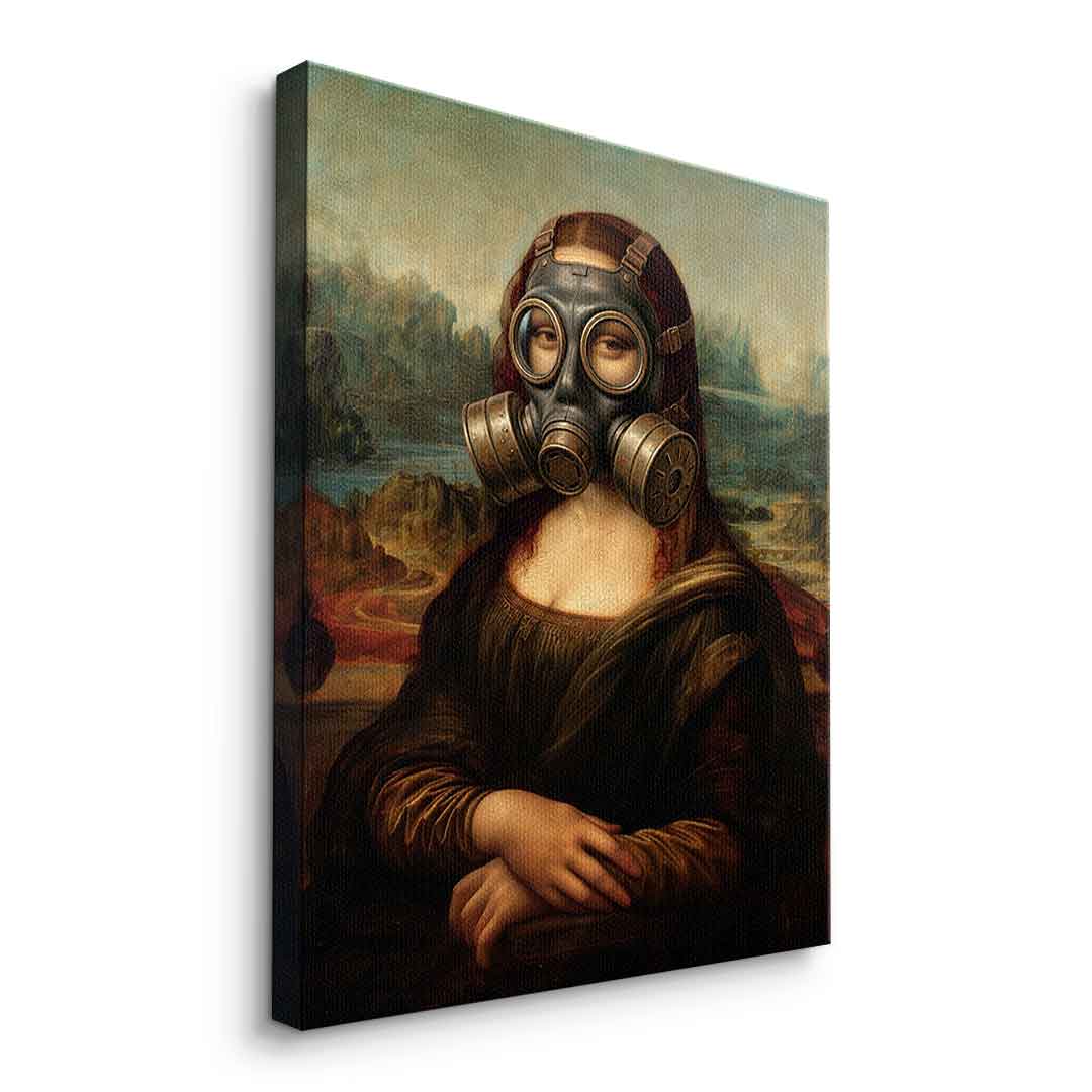 DOTCOMCANVAS Mona Lisa fürs WC 3 Leinwandbild - Seitenansicht ohne Rahmen