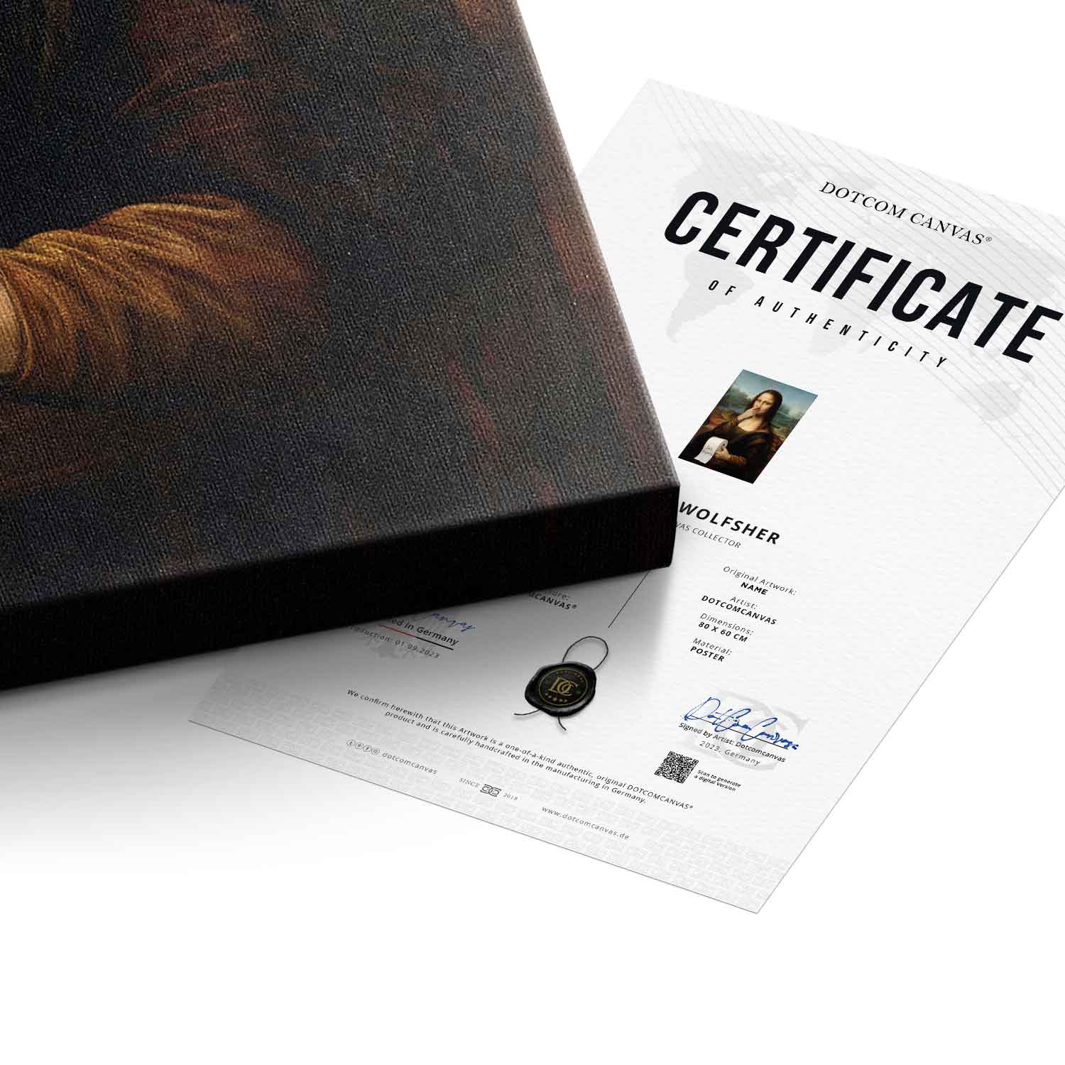 DOTCOMCANVAS Mona Lisa 1 for Toilett Leinwandbild Echtheitszertifikat