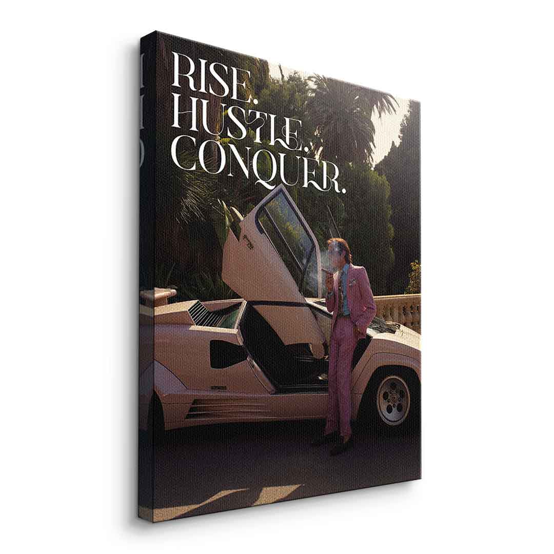 DOTCOMCANVAS Rise. Hustle. Conquer. Leinwandbild ohne Rahmen Seitenansicht
