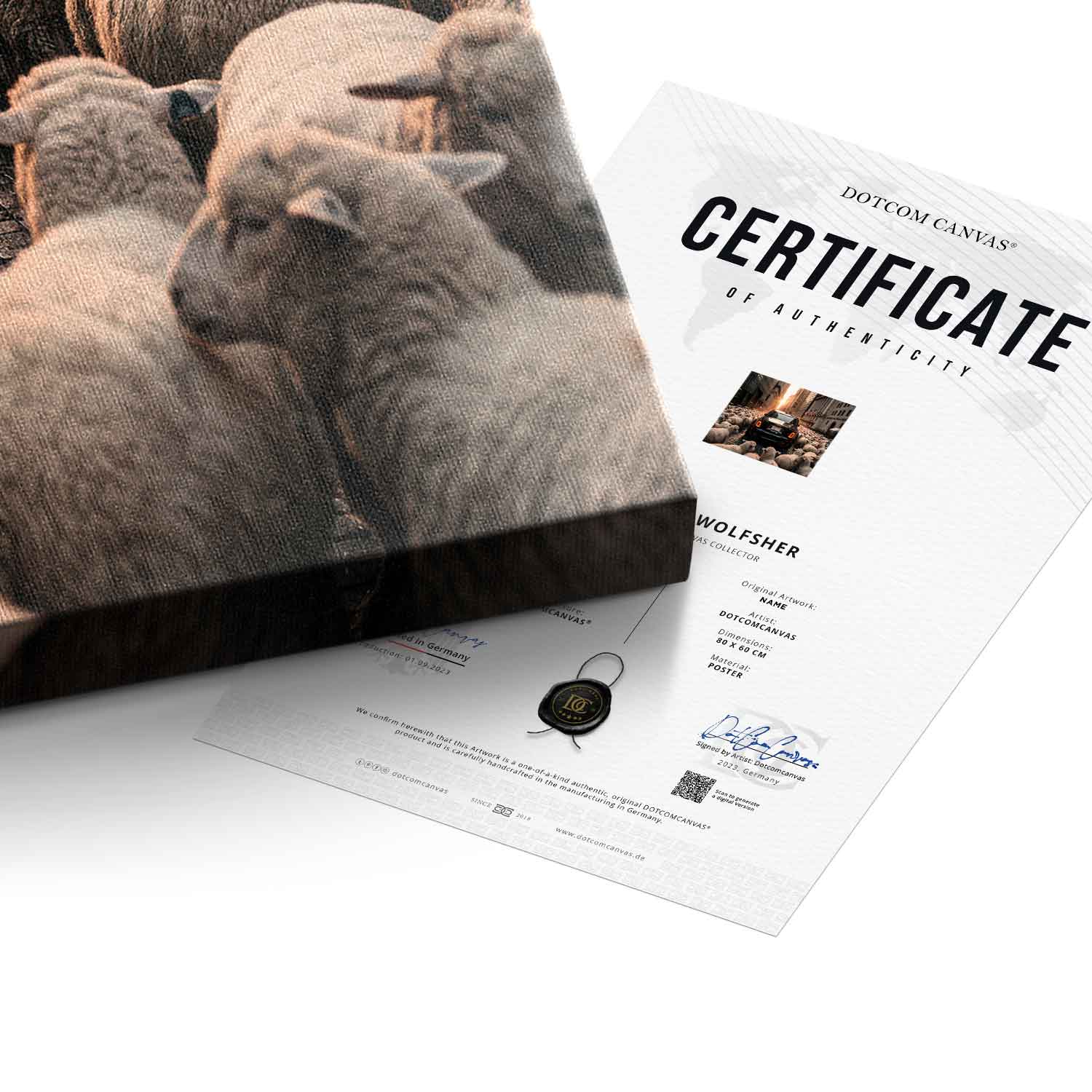 DOTCOMCANVAS Rolls Roys & Sheeps Leinwandbild Echtheitszertifikat