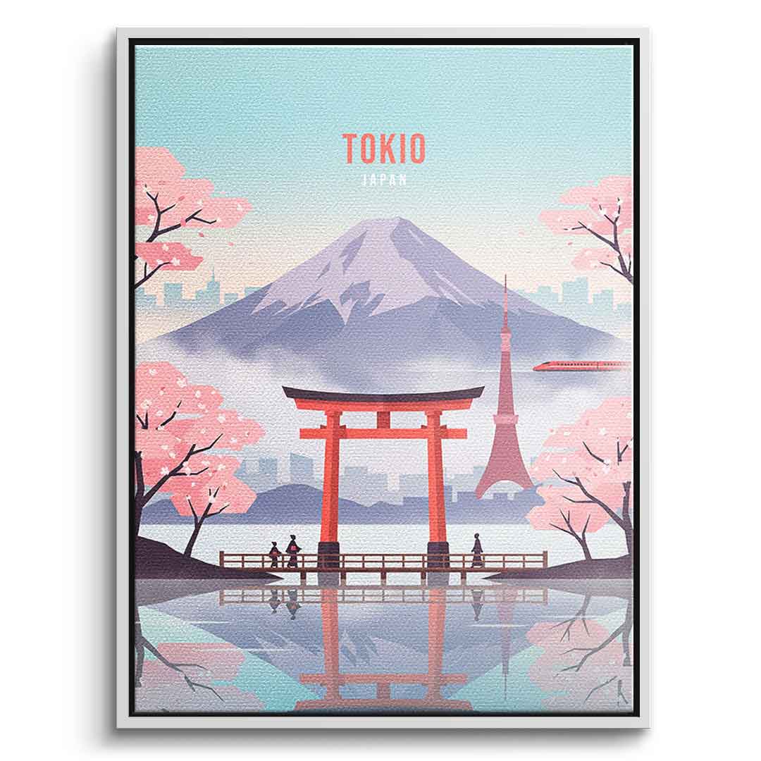 DOTCOMCANVAS Tokyo Leinwandbild Vorderansicht mit weissem Rahmen