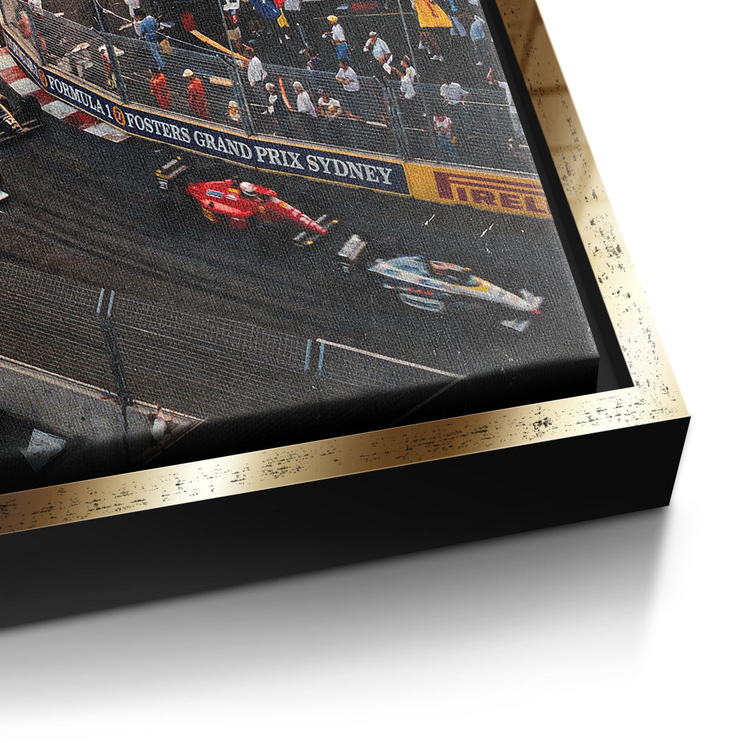 Sydney F1 Leinwandbild – Detail goldener Rahmen