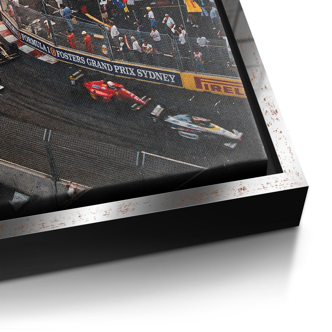 Sydney F1 Leinwandbild – Detail silberner Rahmen