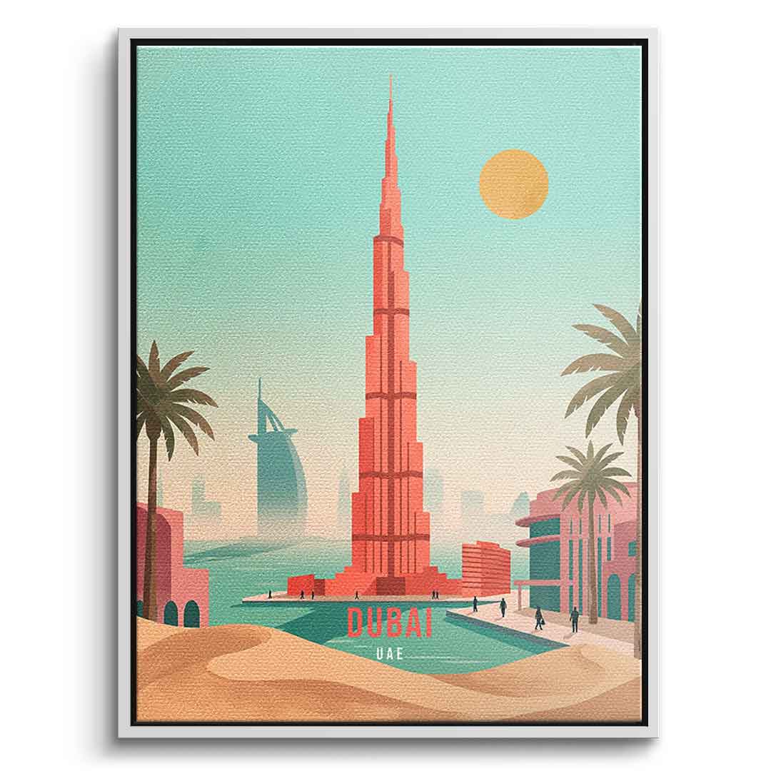 DOTCOMCANVAS Dubai Leinwandbild Vorderansicht mit weissem Rahmen
