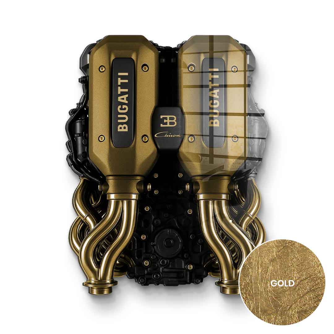 DOTCOMCANVAS 24K Feingold Bild Wandskulptur Bugatti Engine - 24K Feingold
