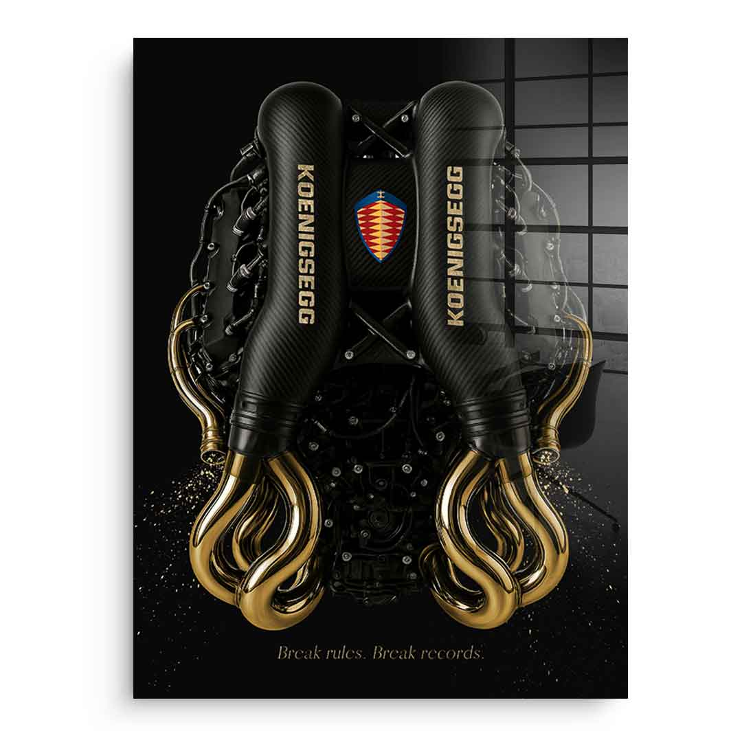 DOTCOMCANVAS 24K Feingold Bild Koenigsegg Engine - 24K Feingold