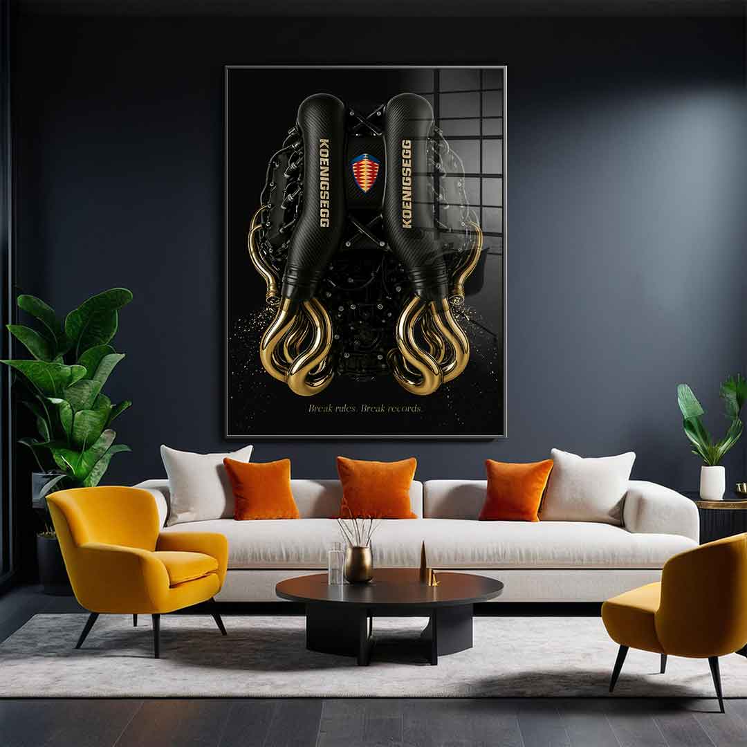 DOTCOMCANVAS 24K Feingold Bild Koenigsegg Engine - 24K Feingold