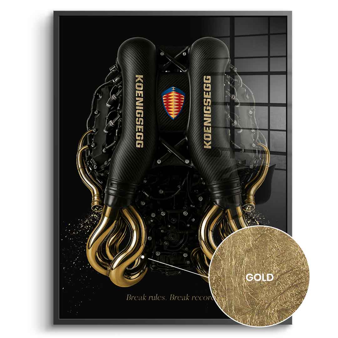 DOTCOMCANVAS 24K Feingold Bild Koenigsegg Engine - 24K Feingold