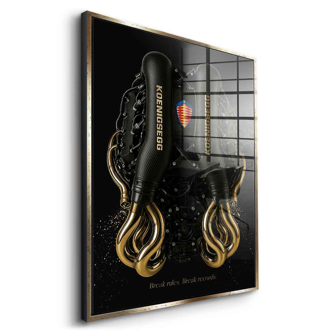 DOTCOMCANVAS 24K Feingold Bild Koenigsegg Engine - 24K Feingold