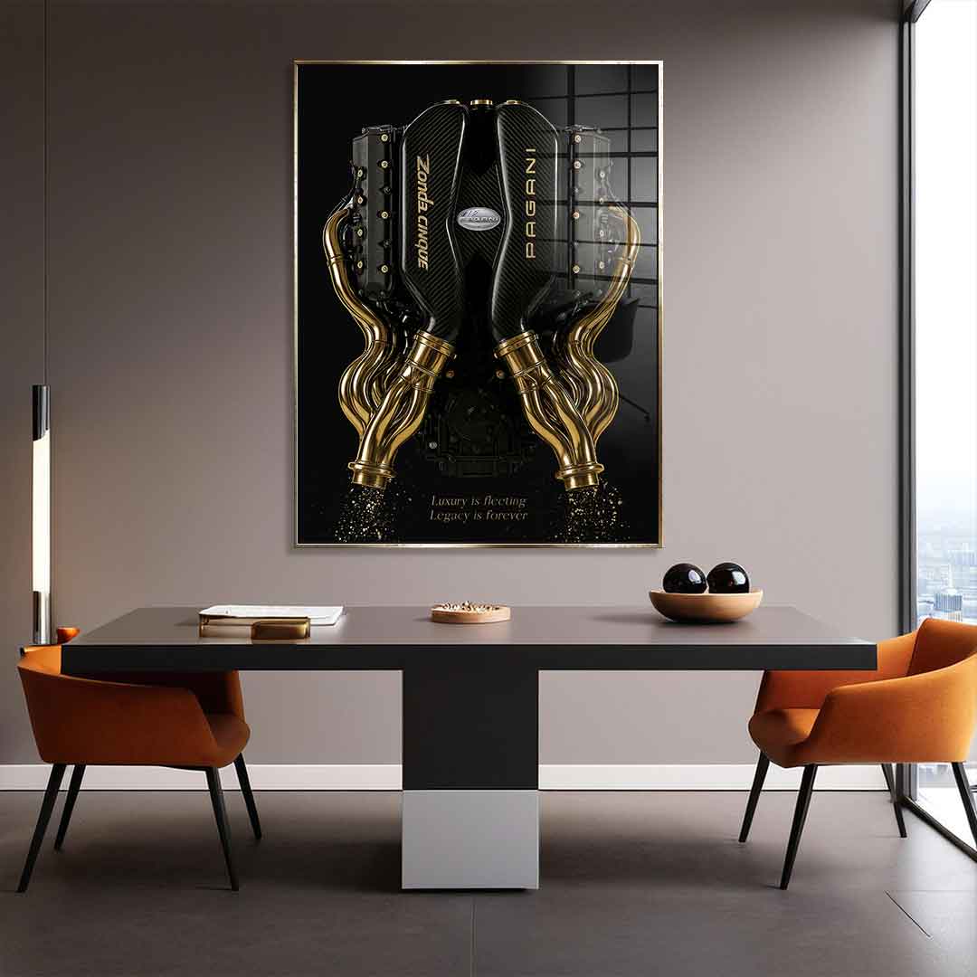 DOTCOMCANVAS 24K Feingold Bild Pagani Engine - 24K Feingold