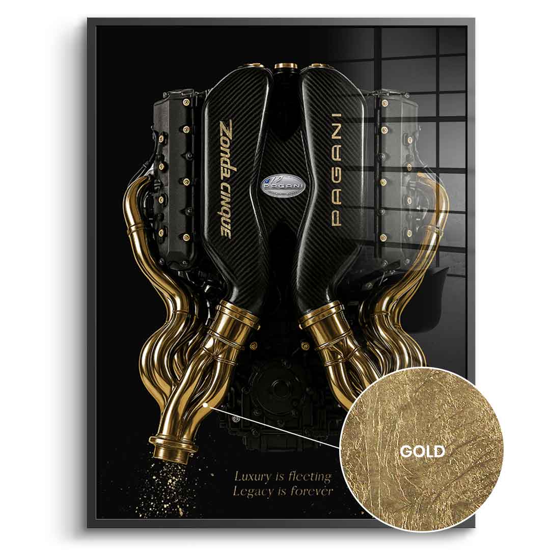 DOTCOMCANVAS 24K Feingold Bild Pagani Engine - 24K Feingold