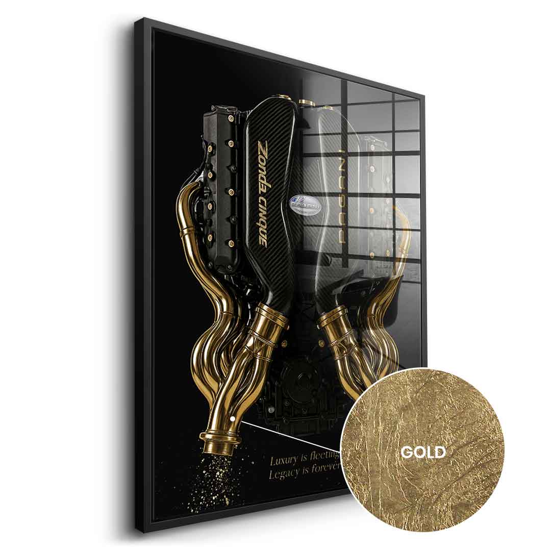 DOTCOMCANVAS 24K Feingold Bild Pagani Engine - 24K Feingold