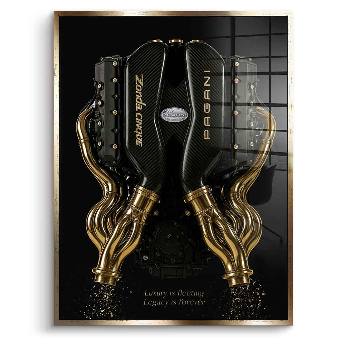 DOTCOMCANVAS 24K Feingold Bild Pagani Engine - 24K Feingold