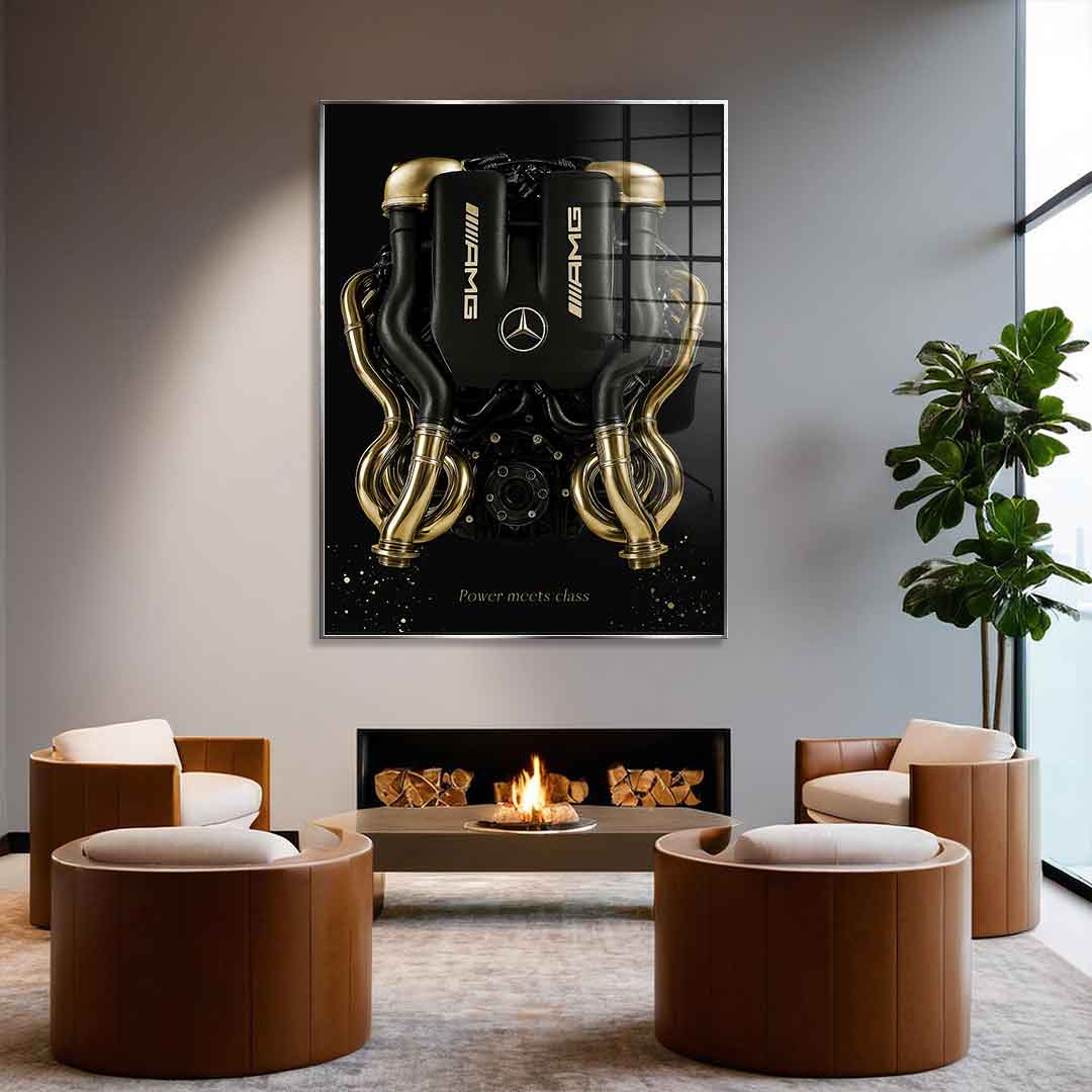 DOTCOMCANVAS 24K Feingold Bild Mercedes V8 Engine - 24K Feingold