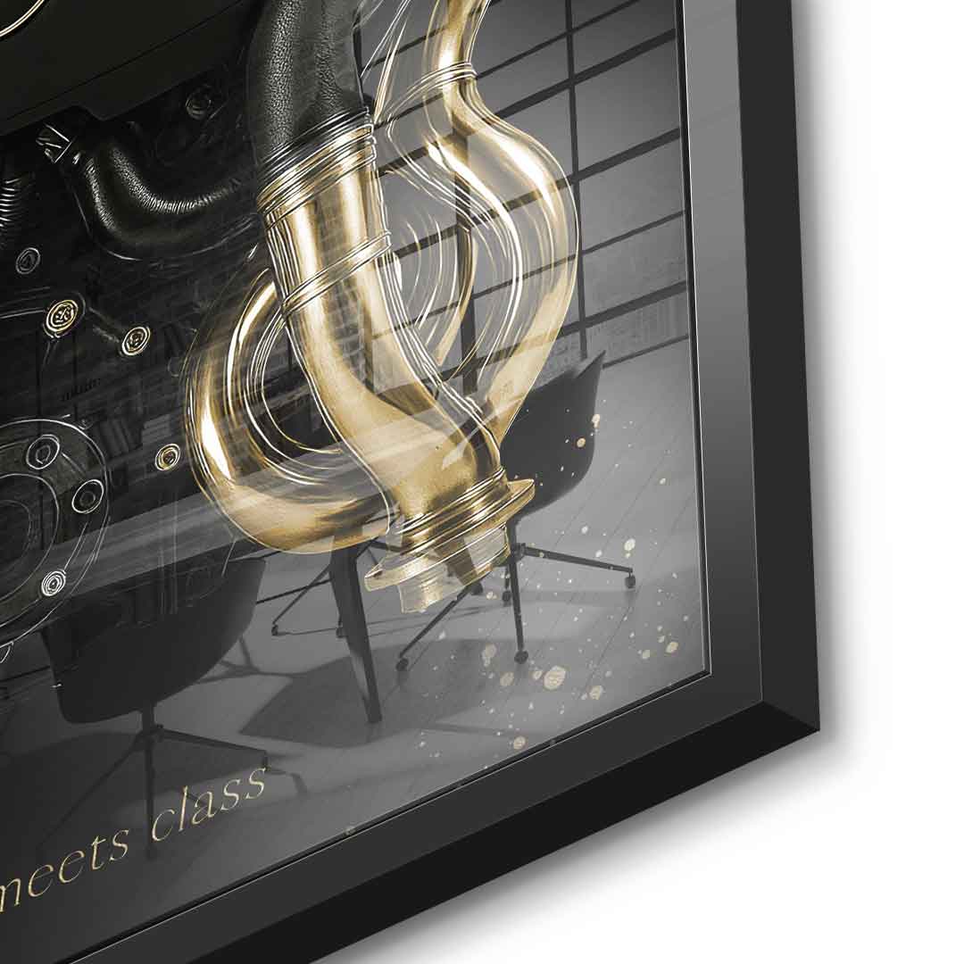 DOTCOMCANVAS 24K Feingold Bild Mercedes V8 Engine - 24K Feingold
