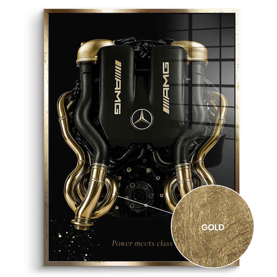 DOTCOMCANVAS 24K Feingold Bild Mercedes V8 Engine - 24K Feingold