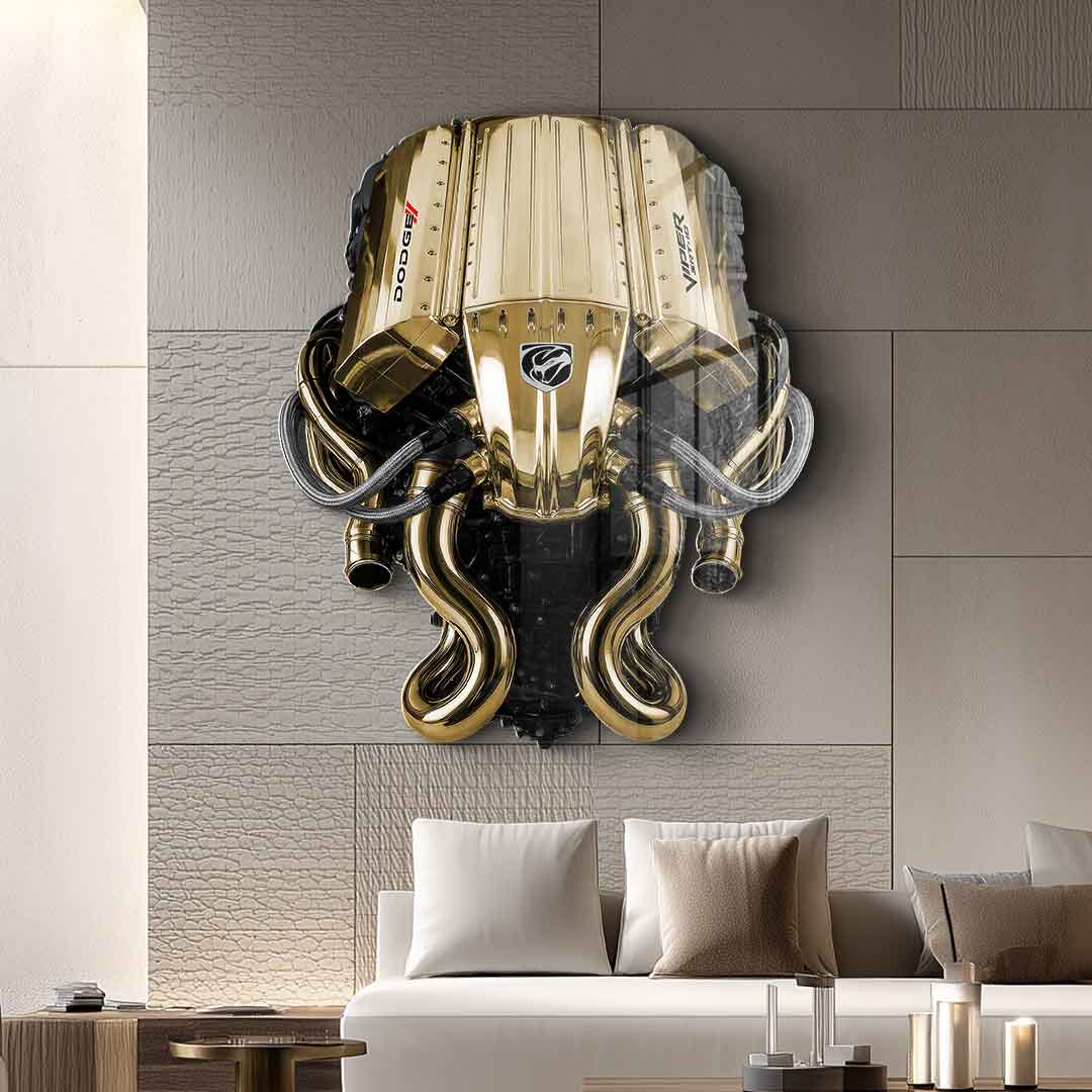 DOTCOMCANVAS 24K Feingold Bild Wandskulptur Dodge Viper V 10 - 24K Feingold
