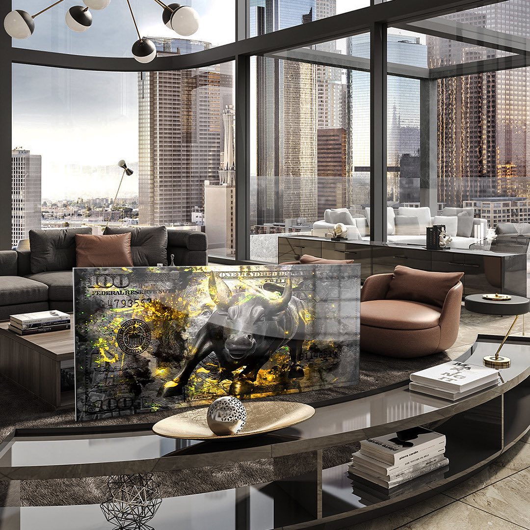DOTCOMCANVAS 24K Feingold Bild BLACK BULL - 24K Feingold