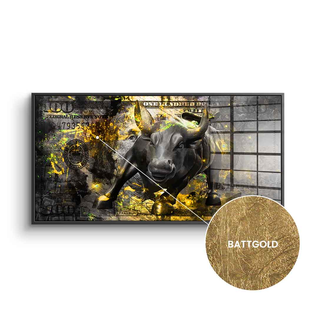 DOTCOMCANVAS 24K Feingold Bild BLACK BULL - 24K Feingold